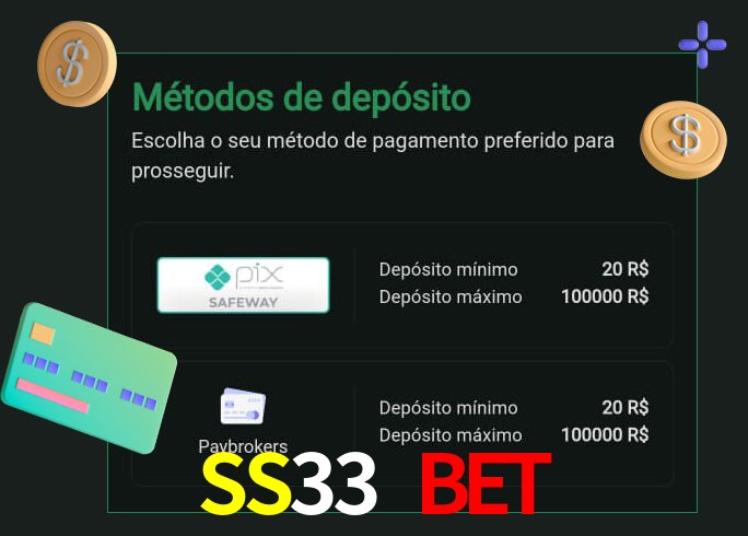 O cassino SS33 Bet oferece uma grande variedade de métodos de pagamento